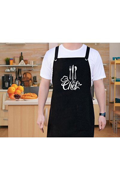 Bk Gift Profesyonel Siyah Mutfak Önlüğü, Aşçı Önlüğü, Şef Önlüğü, Ev Hediyesi...