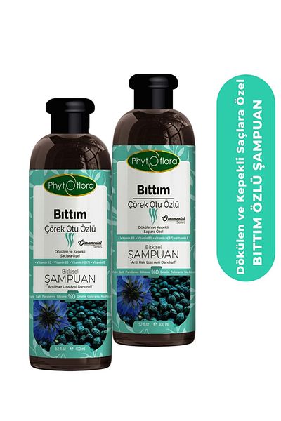 Phytoflora Salt-Free Bıttım Extract Herbal Shampoo Special for Shedding and Dandruff Hair 400 Ml, 2 Pieces