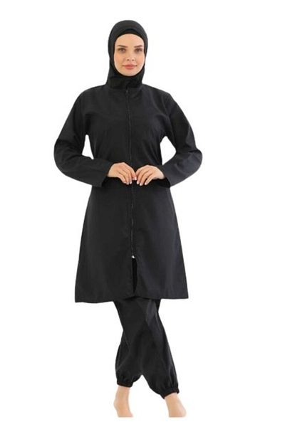 by İGP Γυναικείο μαγιό Hijab με φερμουάρ, μαύρο, πλήρως καλυμμένο, γρήγορο στέγνωμα