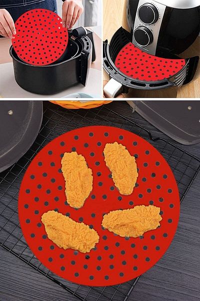 Buffer ® 3 Pieces Heat Resistant Washable Silicone Oven and Airfryer Round Cooking Mat 20 Cm