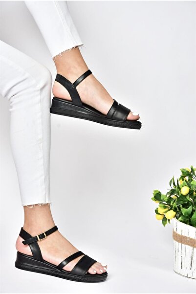 Fox Shoes P674300709 Schwarze Daily-Damensandalen mit Keilabsatz