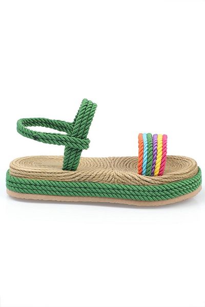 Capone Outfitters Capone Wedge Heel String Multi Green Damen-Hausschuhe