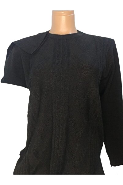 SEFER Дамски бродиран пуловер с нормален десен - черен