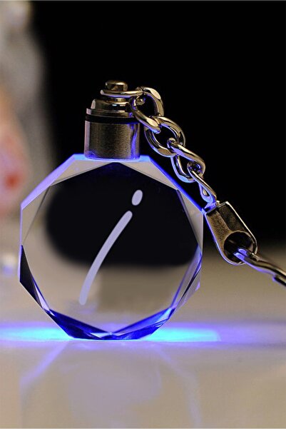 MERTKRİSTAL Breloc cu litera I, breloc cu literă, breloc cu sticlă gravată