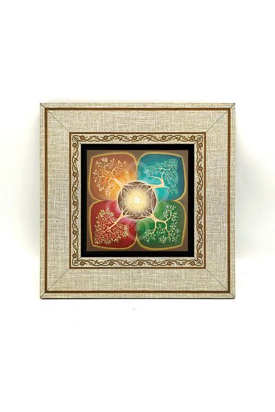 Sadrazam 4 Seasons Tree Printed MDF Pictură cu cadru 20cmx20 Cm Krg-150