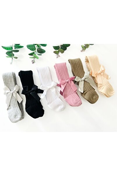 COLORED BABY Kız Bebek Fiyonk Detaylı Haki Külotlu Çorap