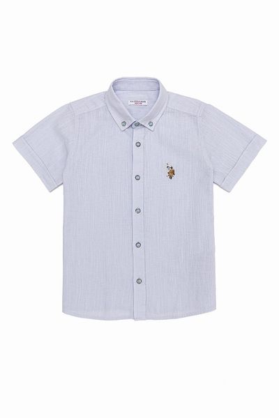U.S. Polo Assn. Cămașă albastru deschis pentru băiat cu mânecă scurtă