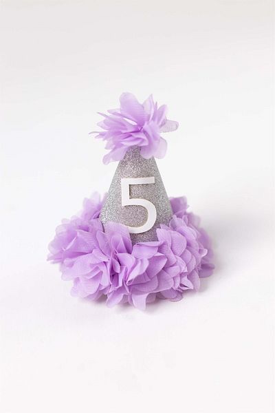 Le Mabelle Πόρπη με κλιπ γενεθλίων Lilac 5 Years Old Funnel