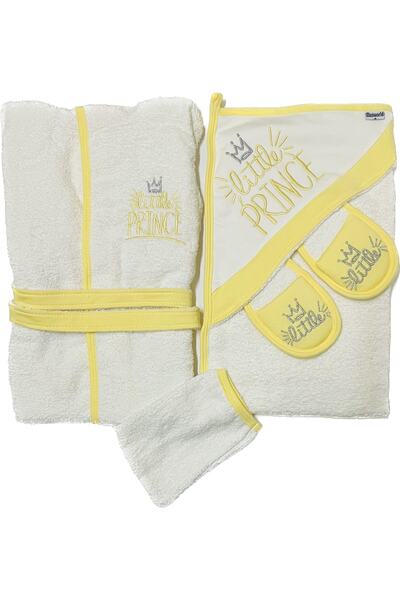 Miniworld Erkek Bebek Havlu Kumaş Lıttle Prınce Bornoz Set