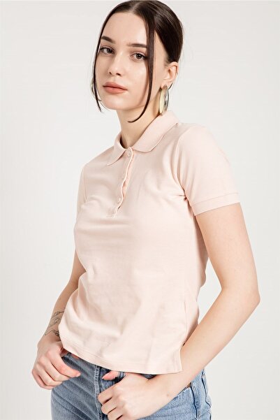 JAHR MARC Pink Slim Fit Women's Polo Neck T-shirt