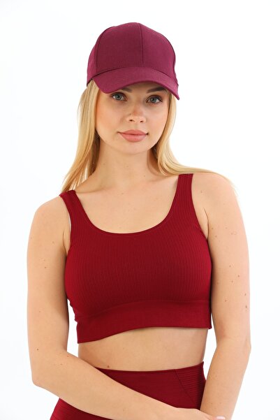 by İGP Товстий бордовий бюстгальтер на бретельках з підкладкою та шнурівкою