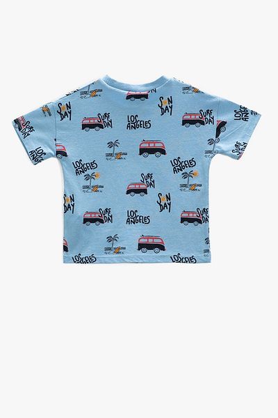 Koton Baby Boy Short Sleeve Crew Neck Car Printed T-Shirt 3smb10157tk