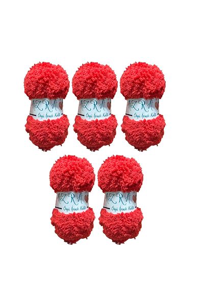 Azra Mother's Lamb Soft Quality Hand Knitting Thread 5 Pieces 100 gr 100 Mt Color: Red