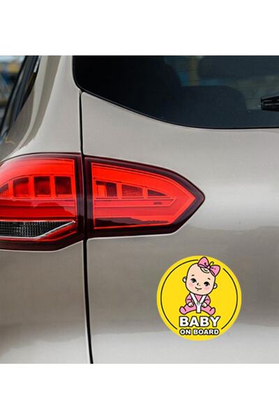 MegaSticker Baby On Board Oto Sticker, Motorsiklet Sticker, Kask Sticker 15x15 Cm