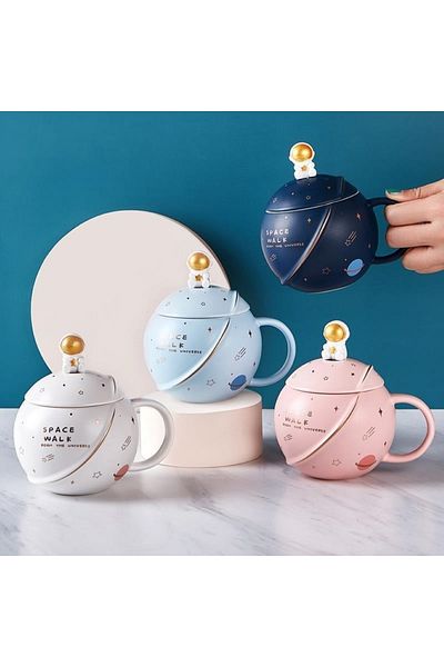keyfimshop Astronaut Themed Mug with Lid