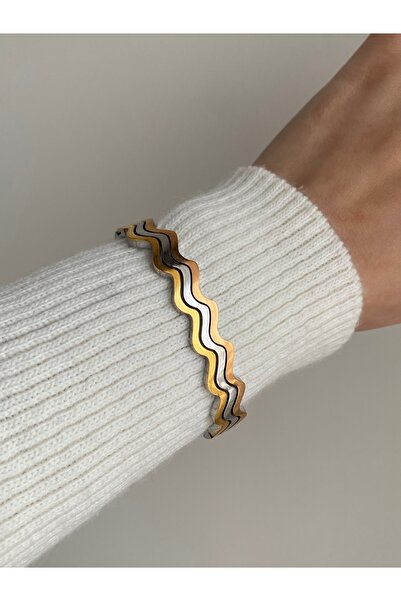 Owentis مشبك فولاذي ثلاثي الألوان متعرج - لا يبهت -