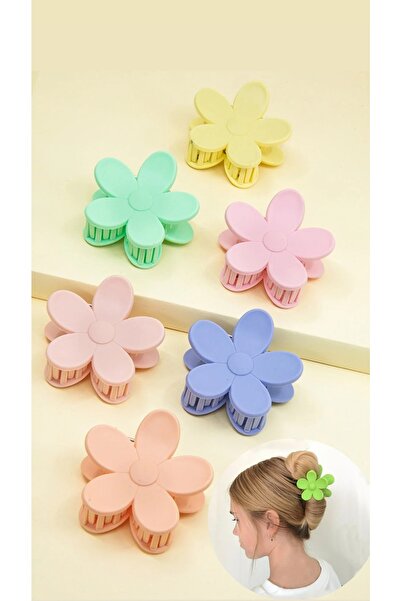 MioArt Set de agrafe de păr colorate Daisy Daisy Latch din 6 piese pentru fem...