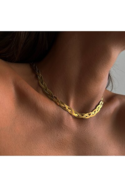 Owentis قلادة نسج الشعر الإيطالية الذهبية من الفولاذ - لا تشويه -