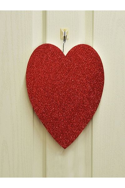 Kazanabil Heart Shaped Styrofoam Door Wall Decoration Red 25cm