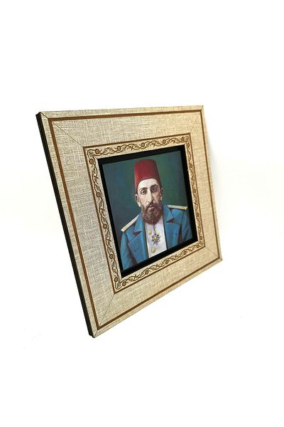 Sadrazam Abdülhamid Portret MDF cu desen - 20cmx20 Cm Krt-096