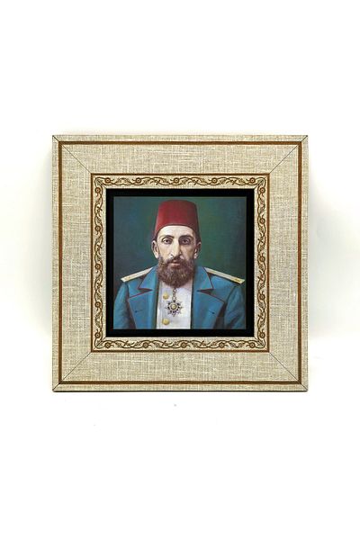 Sadrazam Abdülhamid Portret MDF cu desen - 20cmx20 Cm Krt-096