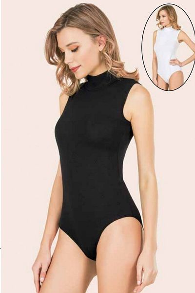 Anıt 3 Pieces Women's Turtleneck Zero Sleeve Snap Body 92% Cotton 8% Elastane