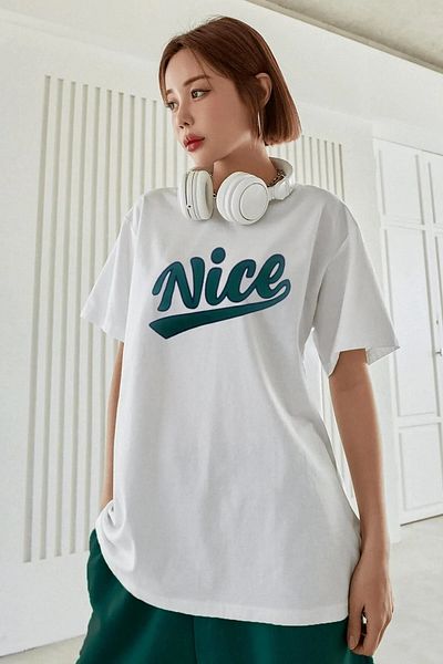 MODAGEN Μπλουζάκι Unisex Λευκό Nice με στάμπα Oversize