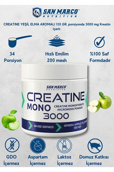 SANMARCO NUTRITION Green Apple Flavored Creatine 120 Gr