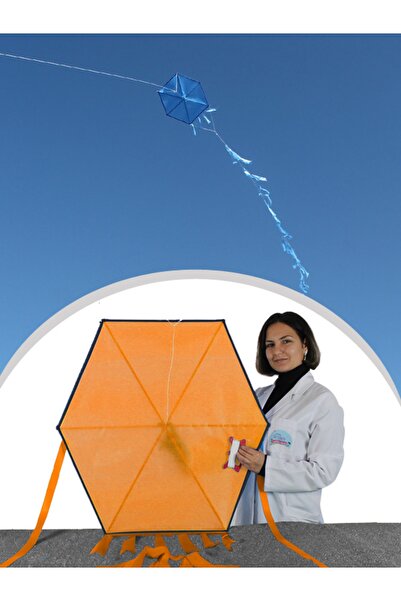 GÜLEN UÇURTMA Kumaş Çerçeveli Altıgen Uçurtma - Düz Renk