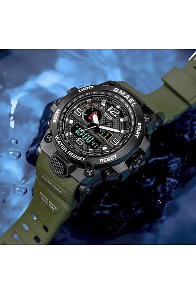 SMAEL Men's Wristwatch Analog Digital Sports Fashion Trend 1545d Clock Army Green