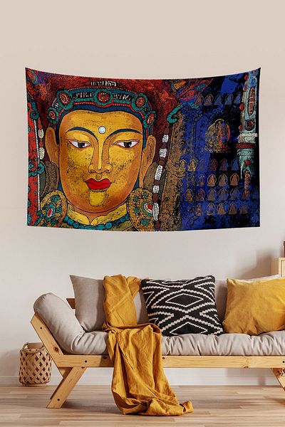 Vagonik Θιβετιανό έθνικ μοτίβο Βουδιστικό Thangka και Mandala Bohemian Wall Covering Μοκέτα 140x100 cm-70x100 cm