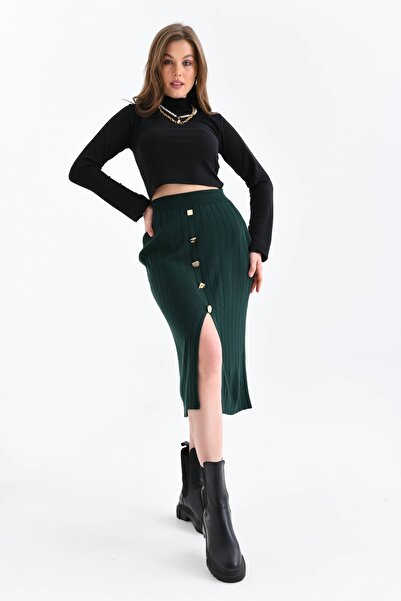 VOLT CLOTHİNG Women's Buttoned Knitted Skirt