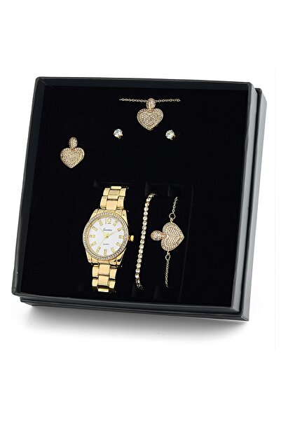 Forentina Kalpli Kolye Küpe Bileklik Yüzük Saat Hediye Set - Ps155700tr