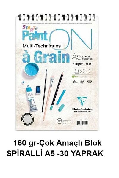 Clairefontaine Paint-on A Grain Drawing Block A5 160gr 30 Sheets