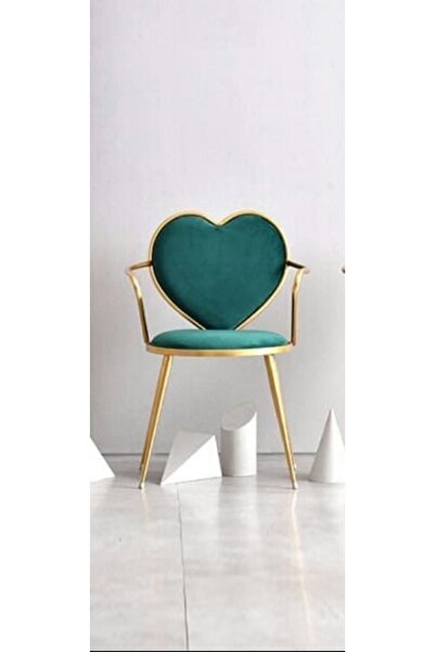 J&S QUALİTY Şık Dekoratif Kullanışlı Kalpli Gold Sandalye