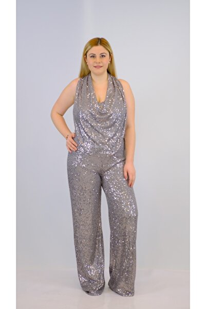 FQUEEN Boyundan Bağlamalı Payet Degaje Tulum