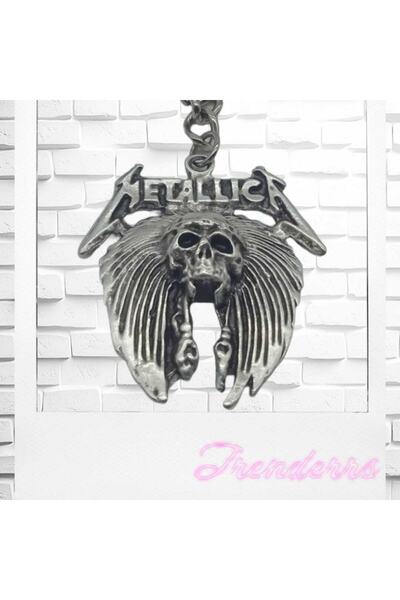 Trenderrs سلسلة مفاتيح معدنية على الطراز القوطي ميتاليكا وزخرفة حقيبة