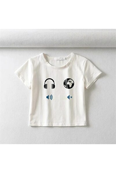 Touz White Crop - Ναι Μουσική Όχι Εκτύπωση Κόσμου