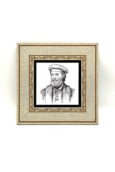 BAKSEPETE Marco Polo Printed Italian Explorer Mdf Framed Painting - 20Cmx20 cm Krg-062