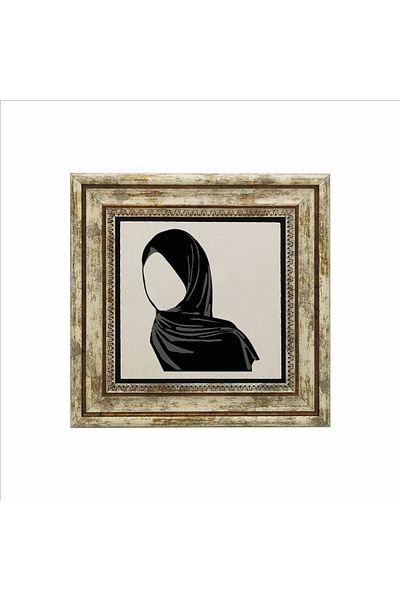 Sadrazam Tablou imprimat cu desen hijab din piatră naturală 25cmx25cmkrg-091