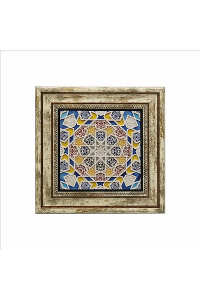 Sadrazam Tablou din piatră naturală imprimată cu model de țiglă 25cmx25cm Kd-014