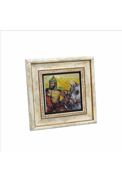 BAKSEPETE Pictură din piatră naturală imprimată Selahaddin Eyyubi 20cmx20cm Krg-086