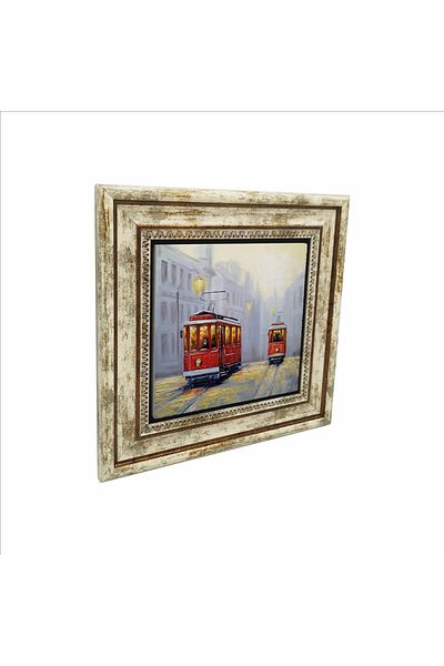 Sadrazam 25cmx25cm Pictură pe piatră naturală imprimată tramvai nostalgic - Krt-050