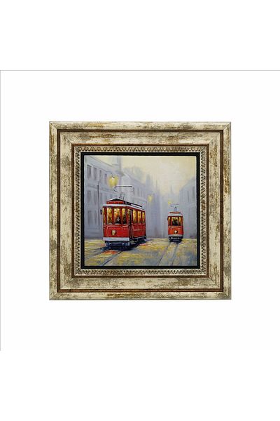 Sadrazam 25cmx25cm Pictură pe piatră naturală imprimată tramvai nostalgic - Krt-050