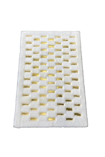 Dericibey Krem Ve Gold Renk Parçalı Peluş Halı