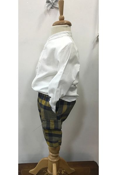 Çikoby Baby Boy Linen Checkered Shorts Set