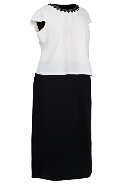 SpringStore Siyah Güpürlü Etekli Büyük Beden Abiye Elbise Takım