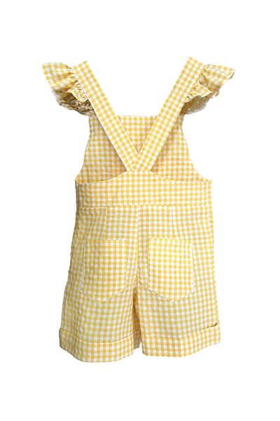 zühre balaban Girl's Yellow Gingham Salopet Jumpsuit