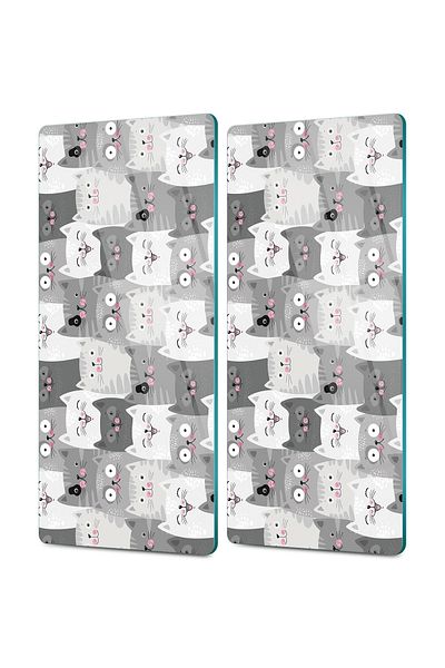 Decovetro Set of 2 Cute Cats - Glass Coffee Tableware Presentation Table