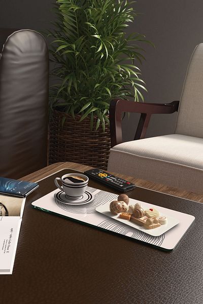Decovetro Retro Set of 2 Glass Coffee Tableware Presentation Table - Mixed Line Pattern